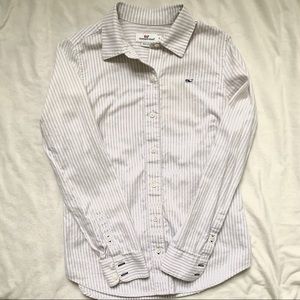 Vineyard vines gray and white striped button down